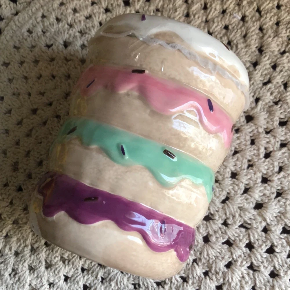 Ceramic Stacked Glazed DONUTS Small Canister Cookie Jar